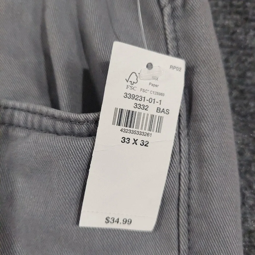 NEW Old Navy Pants Mens 33x32 Gray Straight Built-In Tough Chino Casual Workwear